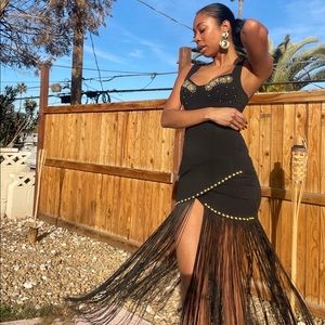 90’s vintage dress with fringe and embellishment